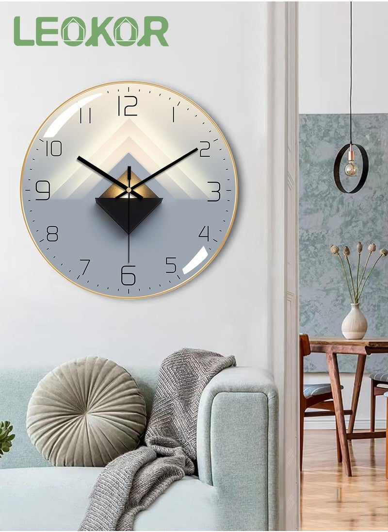 LEOKOR 12 Inch Wall Clock 3D Curved Glass Large Wall Clock Silent Non-Ticking Round Clock Battery Operated Easy to Read Decorative Wall Clocks  - Image 1