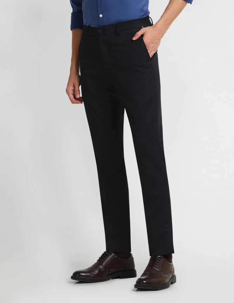 Arrow Navy Smart Flex Super Slim Fit Trousers for Men | Best Price UAE