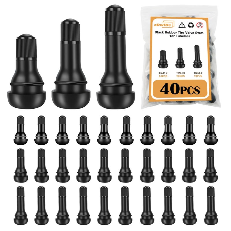 zDwfDc 40PCS Tire Valve Stems TR412414 Tubeless Valve Stem Rubber Snap Valve Stem Black Standard Length Replacement for Tubeless Rim Holes for Automotive Tires for Standard Vehicle Tires DD00840 - Image 3