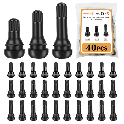 zDwfDc 40PCS Tire Valve Stems TR412414 Tubeless Valve Stem Rubber Snap Valve Stem Black Standard Length Replacement for Tubeless Rim Holes for Automotive Tires for Standard Vehicle Tires DD00840 - Image 1