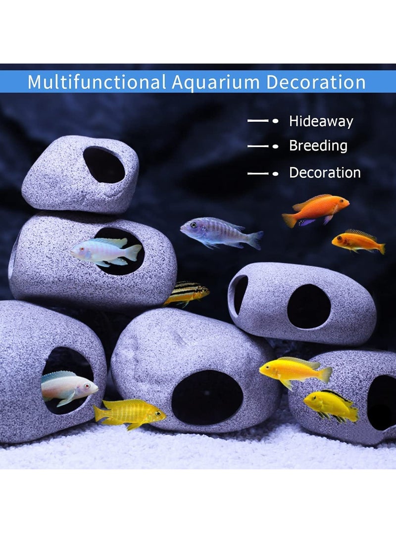 Zikra كهوف صخور زينة حوض السمك القابلة للتكديس، منزل للاسماك بيتا، اكسسوارات حوض السمك، مكان للاختباء لأسماك الجمبري وسمك السيكلد، 2 قطعة - Image 3