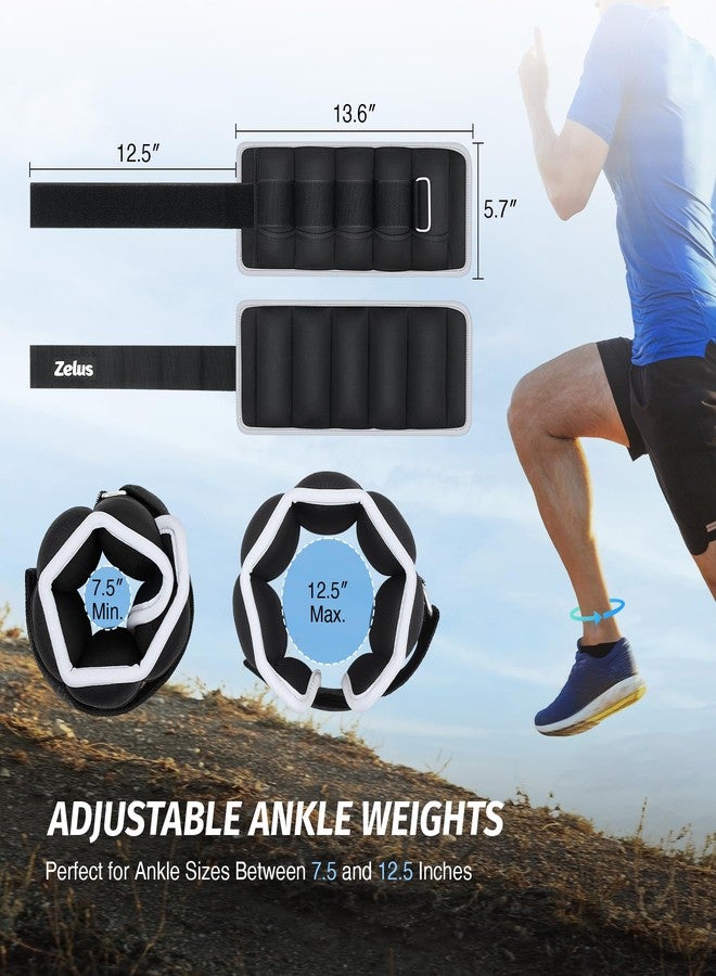 ZELUS 1 Pair Adjustable Ankle Weights, 2 4 6 8 10 lb Modularized Leg Weight Straps for Women Men, Weighted Ankle Weight Set with Reflective Strip, 1-5 lb per Ankle Strap for Gym Yoga Jogging Walking - Image 2