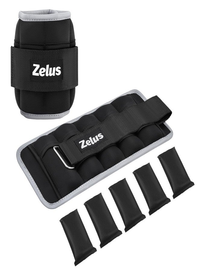 ZELUS 1 Pair Adjustable Ankle Weights, 2 4 6 8 10 lb Modularized Leg Weight Straps for Women Men, Weighted Ankle Weight Set with Reflective Strip, 1-5 lb per Ankle Strap for Gym Yoga Jogging Walking - Image 1