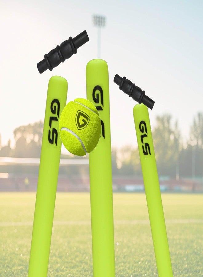 GLS Cricket Stumps with Stand Cricket Kit Plastic Wickets for Cricket Ground, Match, Tournament Stump with Stand & Bails- Neon -Plastic Wickets Set - Image 4