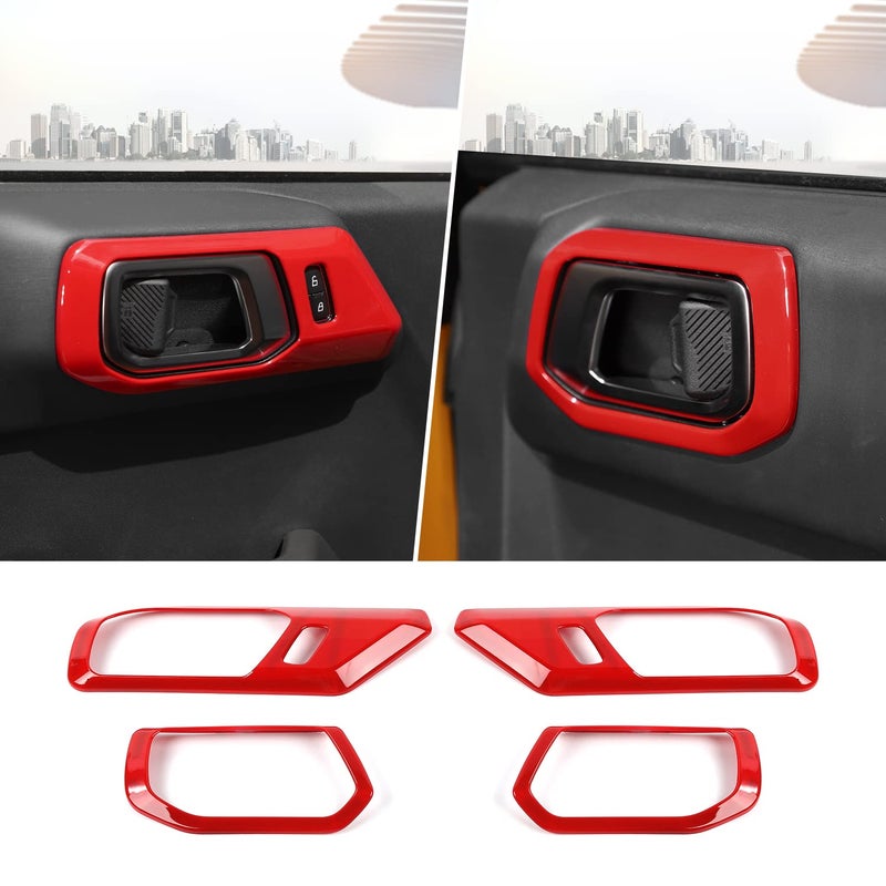 Jimen Compatible with Ford Bronco 20212023 4PCS Car Inner Door Handle Bowl Cover Trim Red - Image 2