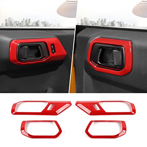Jimen Compatible with Ford Bronco 20212023 4PCS Car Inner Door Handle Bowl Cover Trim Red - Image 1