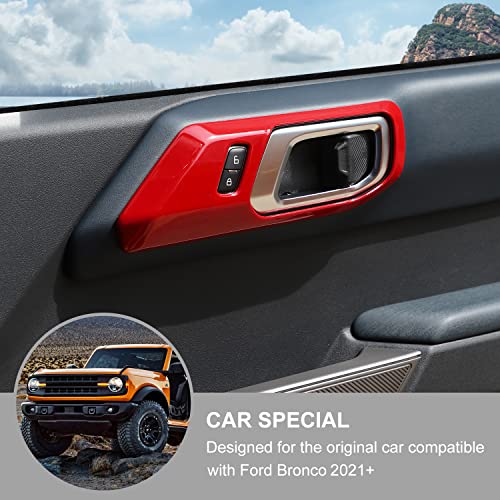 Jimen Compatible with Ford Bronco 20212023 4PCS Car Inner Door Handle Bowl Cover Trim Red - Image 3