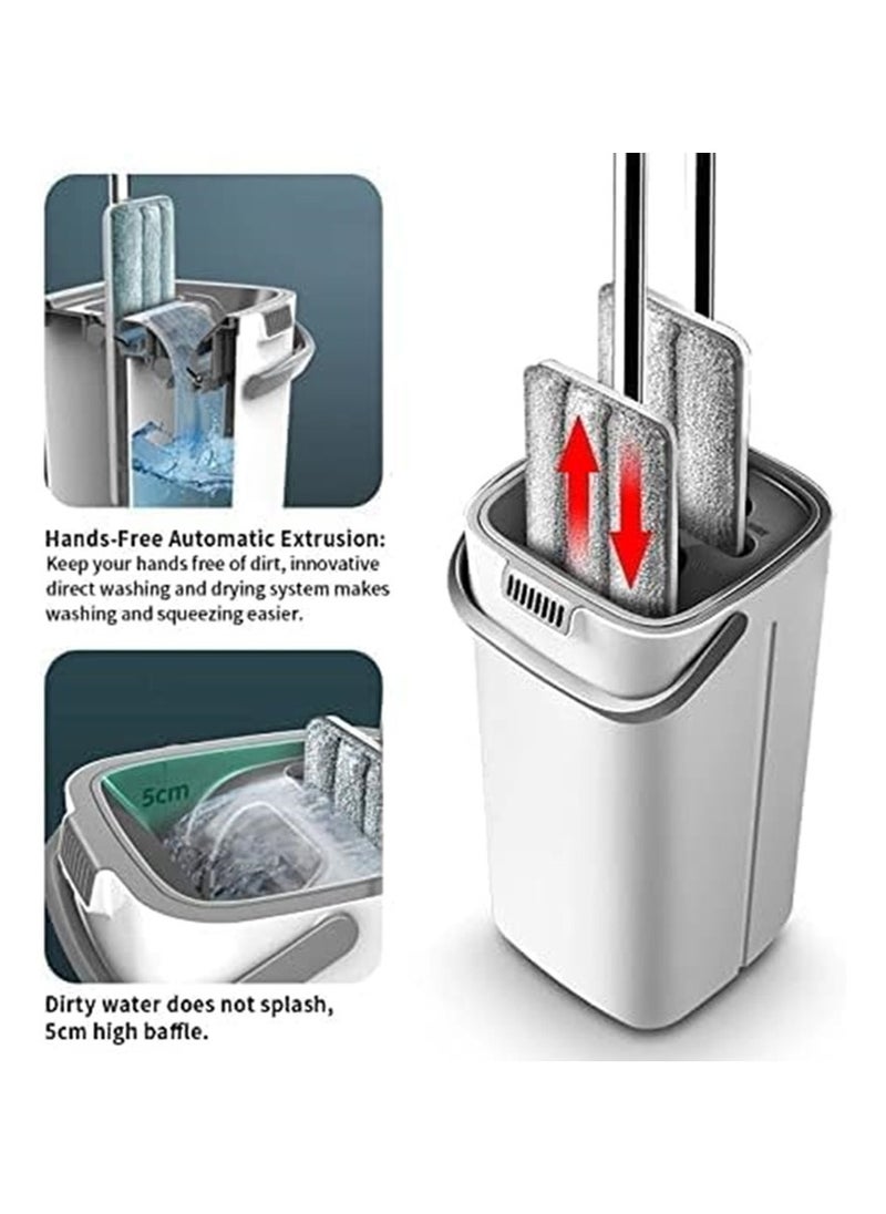 Generic - 360° Rotating Mop Wet Dry Cleaning Mop Flat Squeeze Mops with Bucket Thickened Strong Adsorption No Linting Super Stain Removing Lazy No Hand-Washing Floor Cleaning System kit with 6 Washable Microf - Image 1