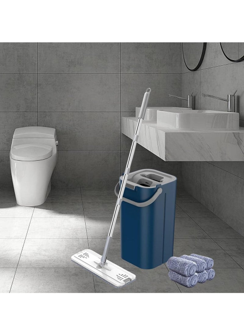 Generic - 360° Rotating Mop Wet Dry Cleaning Mop Flat Squeeze Mops with Bucket Thickened Strong Adsorption No Linting Super Stain Removing Lazy No Hand-Washing Floor Cleaning System kit with 6 Washable Microf - Image 1