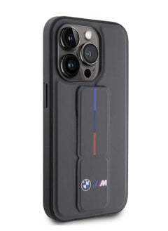 BMW iPhone 15 Pro Max Case Leather Gripstand Back Cover with Hot M Stamp / Easy Snap-On / Slim Profile - Gray  - Image 4