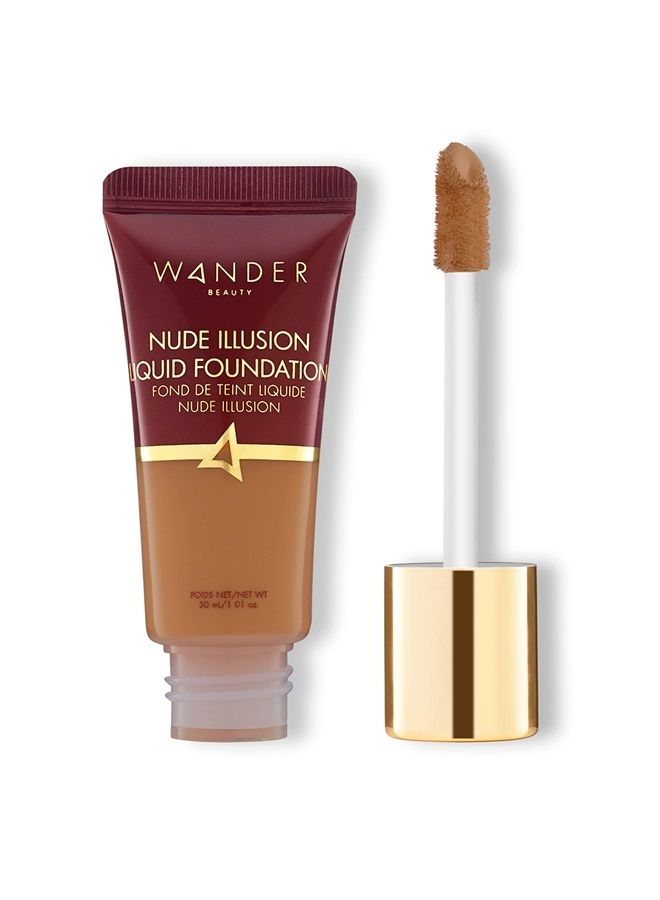 Wander Beauty Foundation Liquid Makeup - Color Corrector - WANDER BEAUTY NUDE ILLUSION LIQUID FOUNDATION - Vegan Makeup, Buildable, Natural Radiant Finish. Spot Concealer, Covers Blemishes, Redness & Discoloration - Image 1