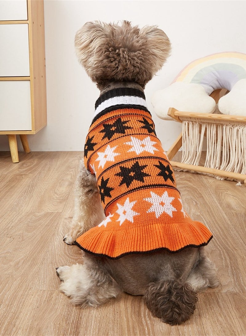 Loquat New Dog Skirt Autumn Winter Stars Polka Dot Clothing Environment Orange - Image 2