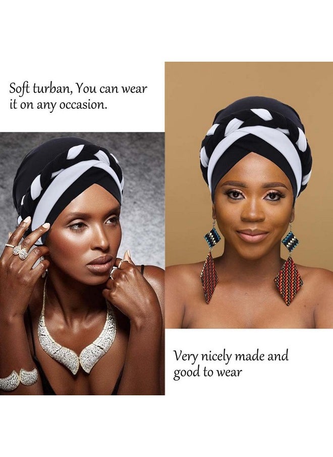 Woeoe - African Turban India'S Hat Black Stretch Braid Head Wrap For Women - Image 1