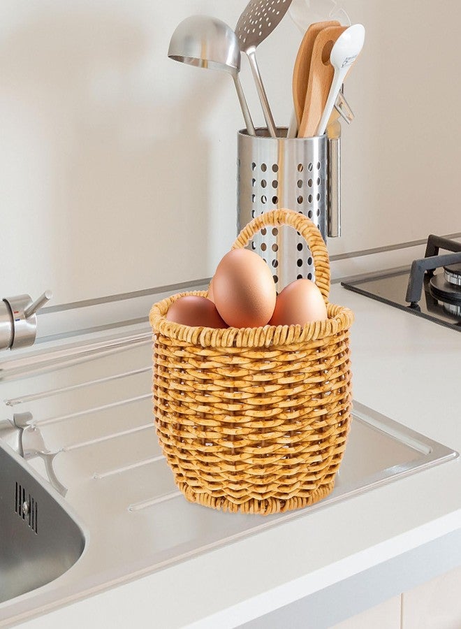 BESTOYARD 2Pcs Handwoven Wall Hanging Storage Basket, 11.02 X 5.51 X 5.51 Inch Imitation Rattan Organizer for Kitchen, Bathroom, Household Sundries - Image 5