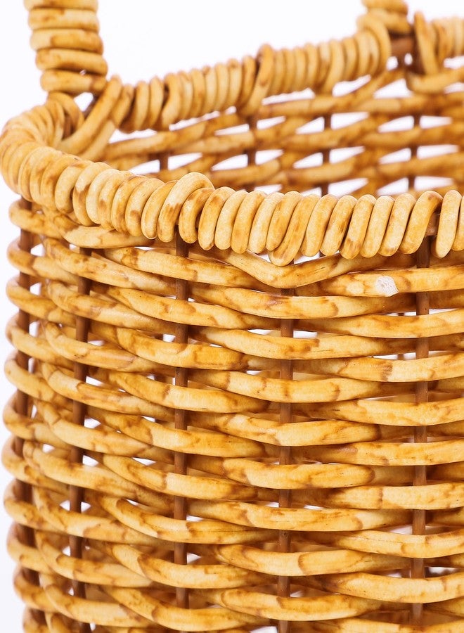 BESTOYARD 2Pcs Handwoven Wall Hanging Storage Basket, 11.02 X 5.51 X 5.51 Inch Imitation Rattan Organizer for Kitchen, Bathroom, Household Sundries - Image 3