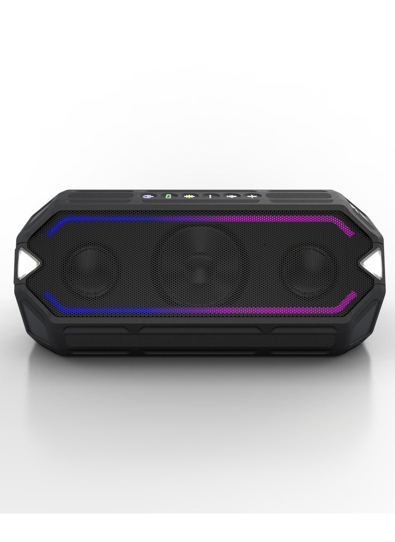 Altec Lansing - HydraBoom Wireless Portable Bluetooth Speakers, USB Type-C Rechargeable, 100-foot wireless range, Stereo Speaker with LED Lights, IP67 Floats in Water, Voice Assistant,16 Hour Playtime, Black - Image 1