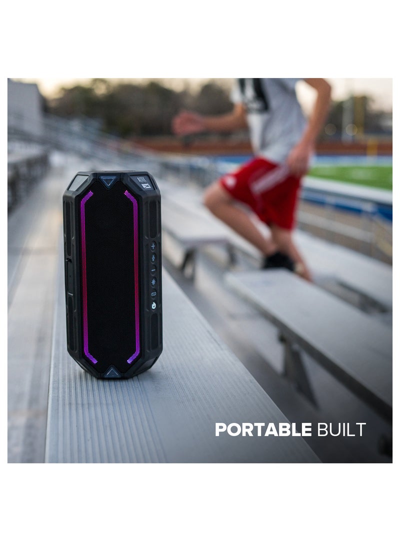 Altec Lansing - HydraBoom Wireless Portable Bluetooth Speakers, USB Type-C Rechargeable, 100-foot wireless range, Stereo Speaker with LED Lights, IP67 Floats in Water, Voice Assistant,16 Hour Playtime, Black - Image 1