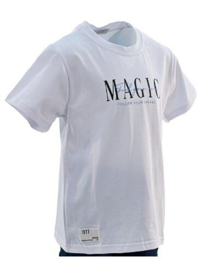 JOANNA JOANNA 23KY314B Boy's Magic Print Round Neck Short Sleeve T-Shirt - White - Image 2
