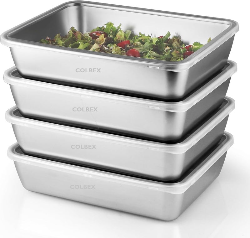 COLBEX® 2000ML Stainless Steel Food Storage Container with Transparent Lid | Food Serving and bakingTray for Kitchen, Microwave, Freezer, Dishwasher Safe(4) - Image 1