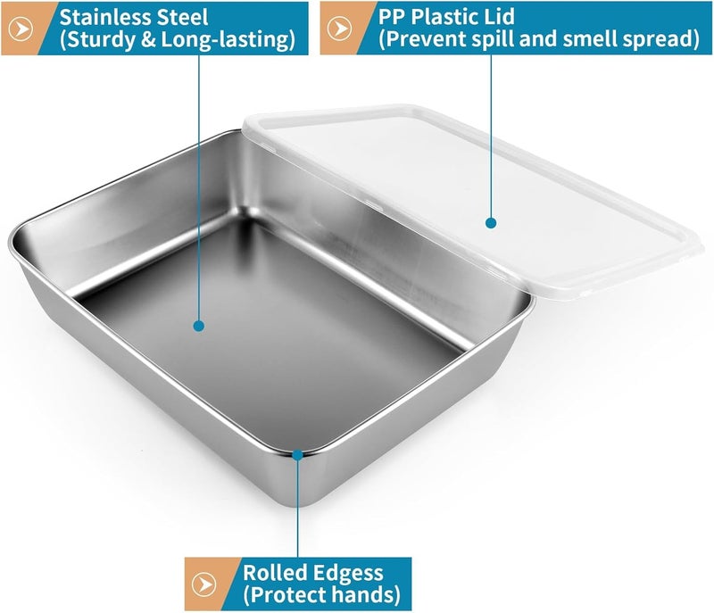 COLBEX® 2000ML Stainless Steel Food Storage Container with Transparent Lid | Food Serving and bakingTray for Kitchen, Microwave, Freezer, Dishwasher Safe(4) - Image 2