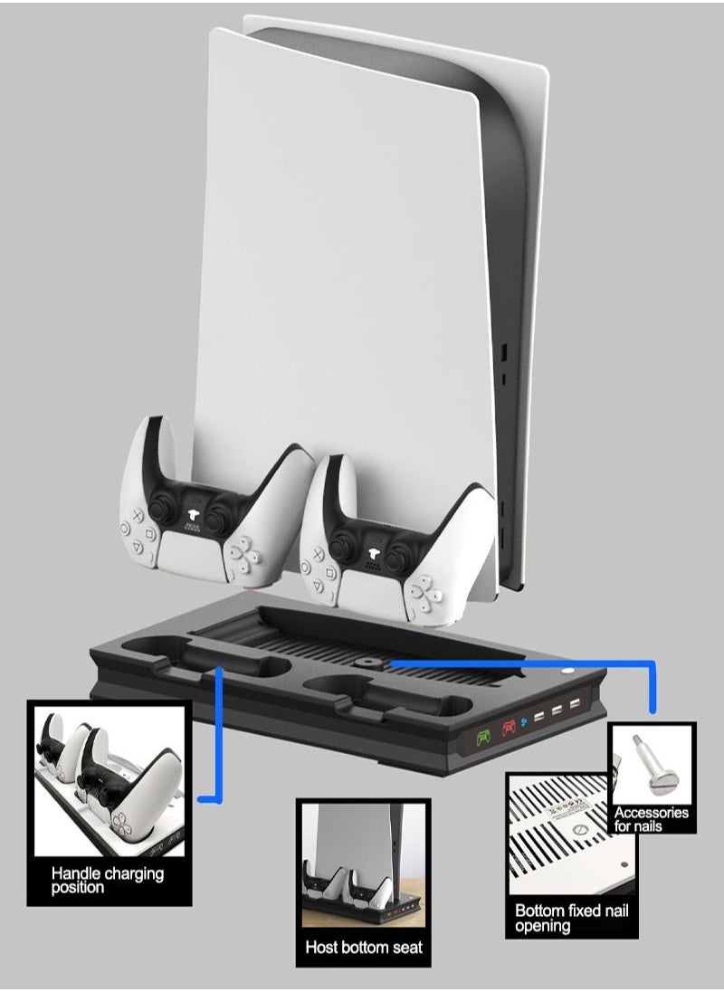 Flash Hawk PS5 Cooling Station with LED Light and Dual Controller Charger for Playstation 5 Console Ultra HD and Digital Edition  - Image 2