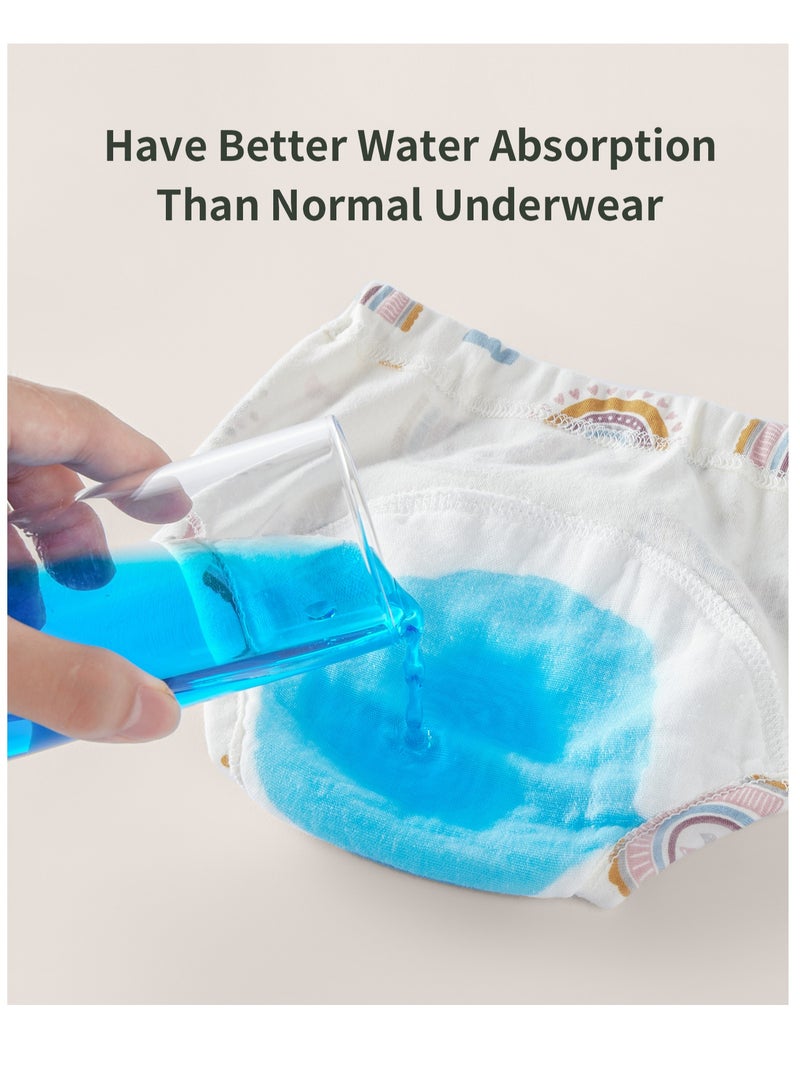 HFN Baby Potty Training Pants 3 Packs 6 Layer Breathable Cotton Cloth Diapers Reusable Toddler Training Underwear for Daily Use and Home Potty Training - Image 3