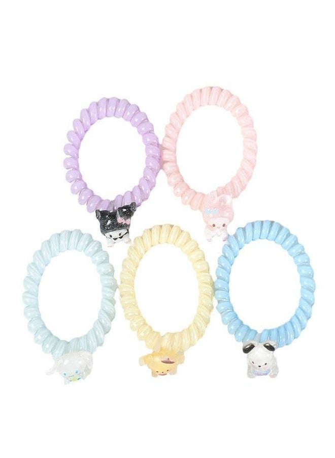 Plenteous Spiral Hair Ties, Elastic Phone Cord Ponytail Holders Waterproof Hair Accessories for Women, Girls, Kids, Teens of All Hair Types (Solid Colors, Pack of 3) - Image 2