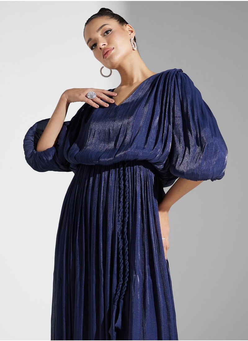 Iyra V-Neck Balloon Sleeve Tiered Dress  - Image 3