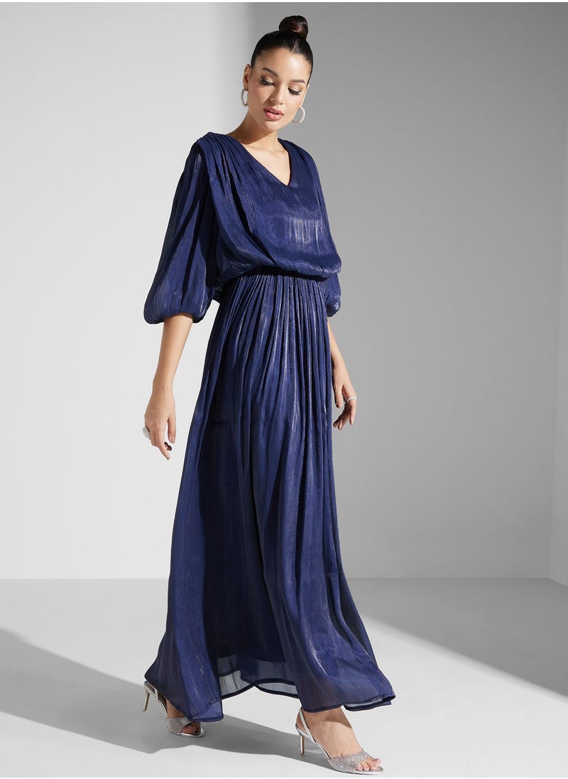 Iyra V-Neck Balloon Sleeve Tiered Dress  - Image 4