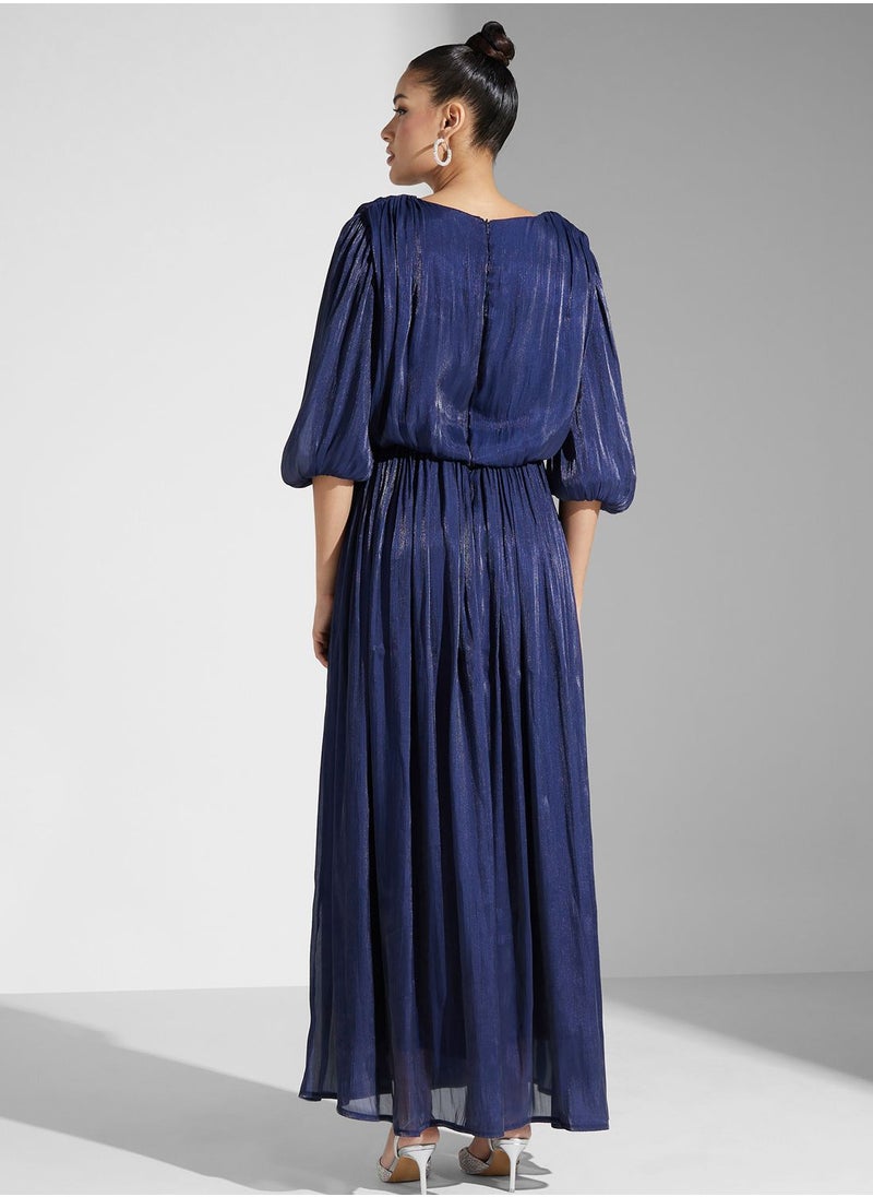 Iyra V-Neck Balloon Sleeve Tiered Dress  - Image 2