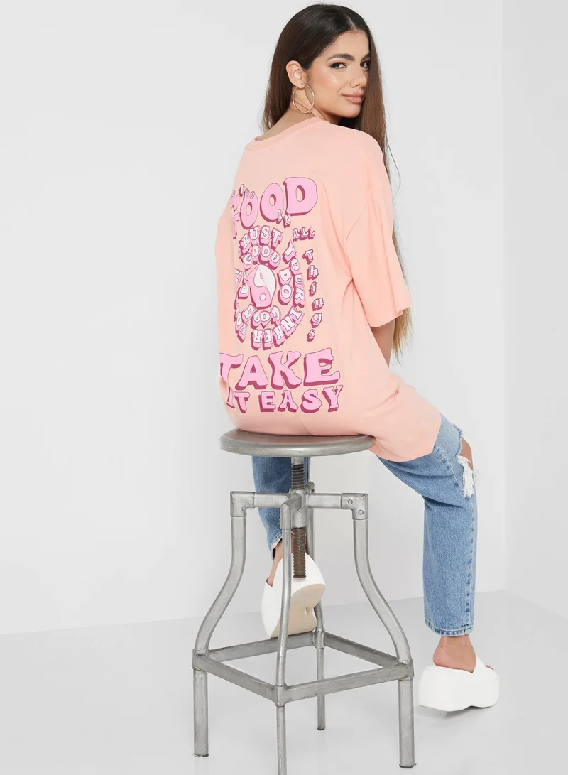 Topshop Petite Graphic Detail Back T-Shirt