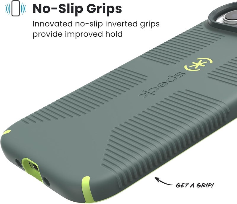 Speck CANDYSHELL Grip +MS Case for iPhone 17 Air - NEO DRAB/Glow Green | Slim Protective Grip | Drop Protection | MagSafe Compatible - Image 4