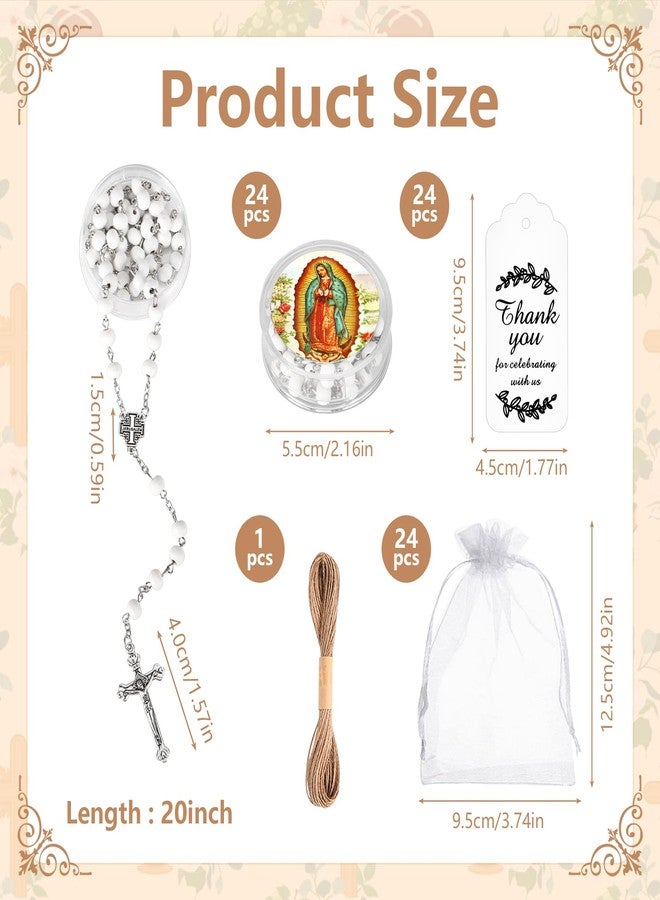 Winocbxt 24 Pcs Scented Catholic Rosaries Bulk Wood Bead Crucifix Pendant Rosary Necklace for Baptism First Communion Favors, Catholic Regligious Event Prayer Gifts, Stocking Stuffers for Women Men (White) - Image 3
