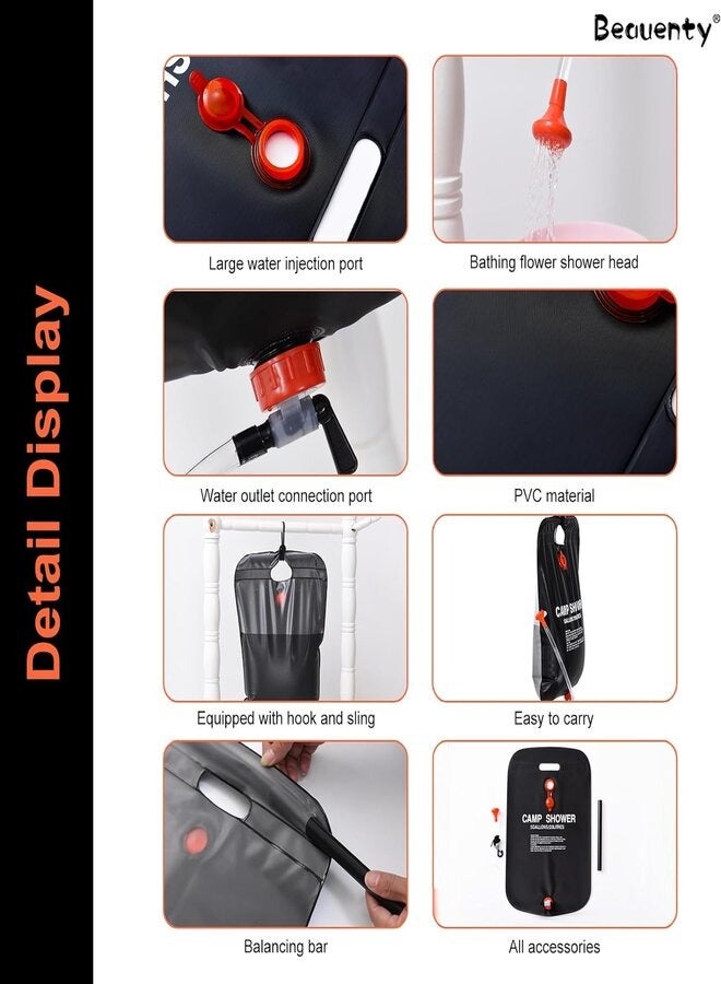 Camp Shower Camping Portable Solar Shower Bag 5 Gallons 20 Liters For Camping - Image 5