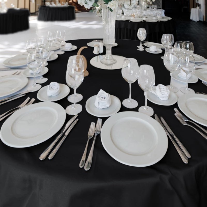 Fitable 6 Pack Black Round Table Clothes - 90 Inches in Diameter - Stain Resistant and Washable Tablecloths  Polyester Fabric Table Covers for Wedding  Party  Banquet  Gathering - Image 2