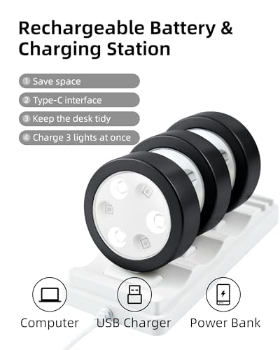 EZVALO Picture Lights for Wall Rechargeable Battery Magnetic Poster Lights with 3 Color Temps 12 RGB Remote Dimmable Timer Light Wall Decor Light for Art Display 6 Pack with Charging Station - Image 3