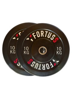 FORTUSS ألواح الصدمات الأولمبية FORTUSS 10 كجم - زوج (قطعتان) | ألواح الصدمات منخفضة الارتداد لتدريب القوة  - Image 1