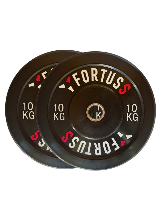 FORTUSS Olympic Bumper Plates 10 Kg - Pair (2 Pcs) | Low Bounce Weight Bumper Plates For Strength Training  - Image 1