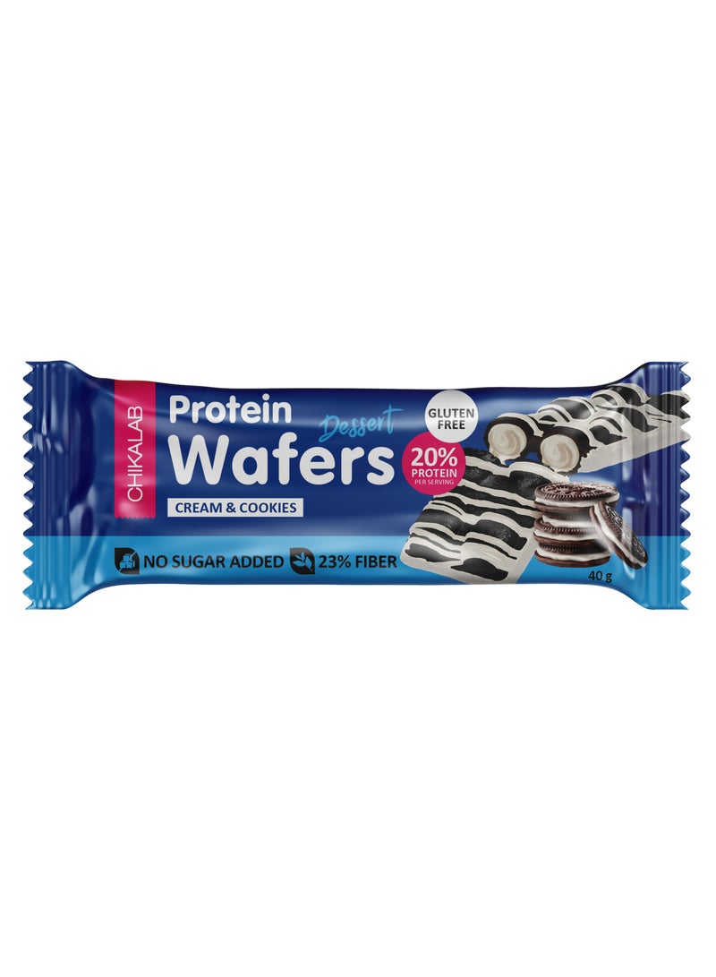 Chikalab Protein Wafers Dessert Cream and Cookies Flavor with Filling Gluten Free & No Sugar Added 12x40g - Image 2