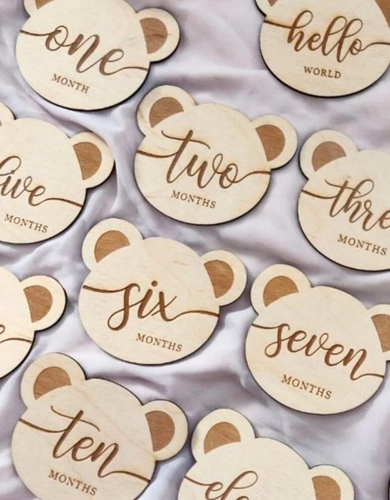Haoser Teddy Bear Milestone Cards, Wooden Milestone Cards, Milestone, First Baby Milestones, Baby Shower Gift, Gender Neutral Gift, 13 Count - Image 4