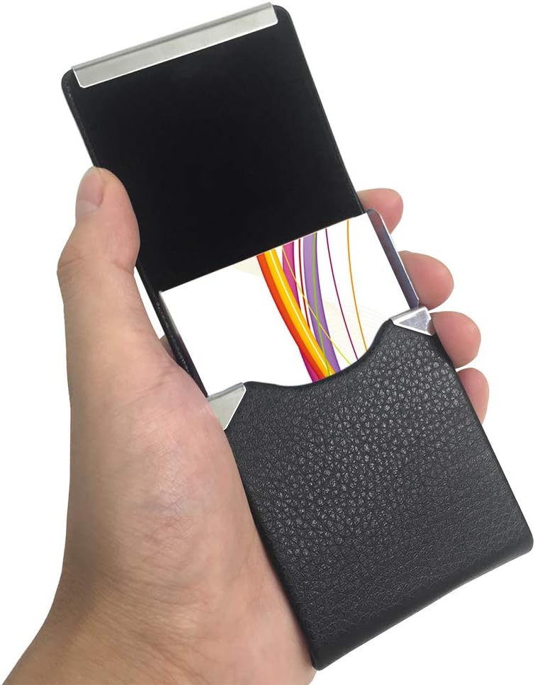 SENHAI 2 Pcs Professional Business Card Case, Stainless Steel & PU Leather Business Card Holder with Magnetic Shut Pocket Name Credit ID Card Case for Men and Women - Image 5