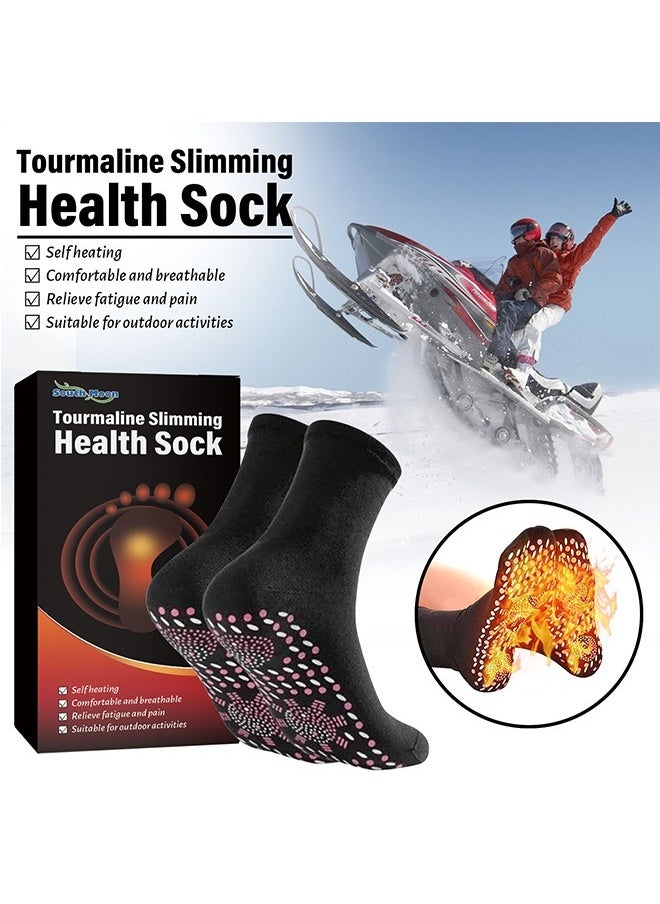 SOUTH MOON 1 Pair Self Heating Socks, Magnetic Socks, Heated Socks, Comfortable Breathable Magnetic Massage Socks for Men and Women Outdoor, Winter Cold Feet Camping Hiking Riding Motorcycle Warm Socks (Black)  - Image 2