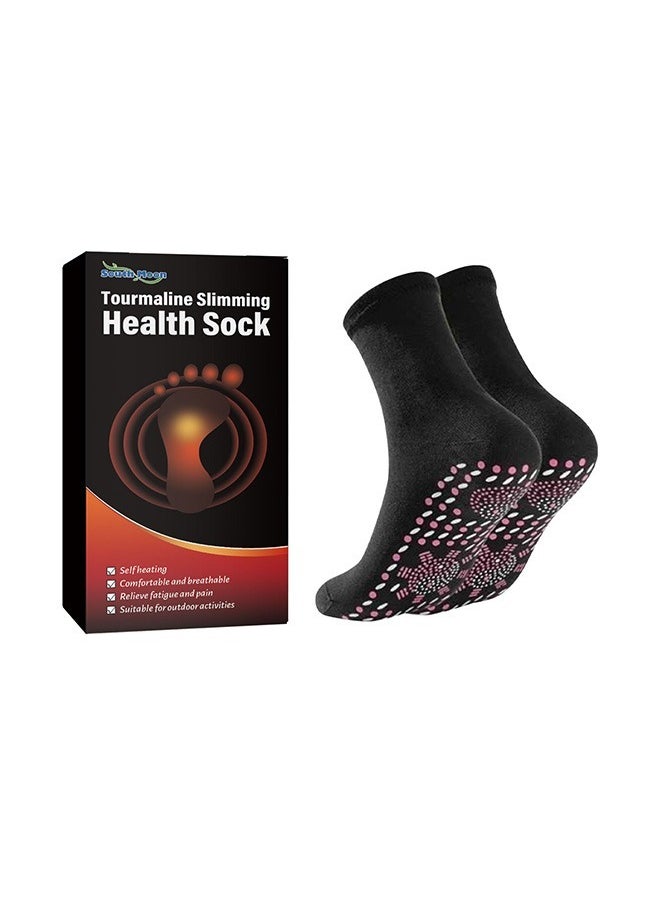SOUTH MOON 1 Pair Self Heating Socks, Magnetic Socks, Heated Socks, Comfortable Breathable Magnetic Massage Socks for Men and Women Outdoor, Winter Cold Feet Camping Hiking Riding Motorcycle Warm Socks (Black)  - Image 1