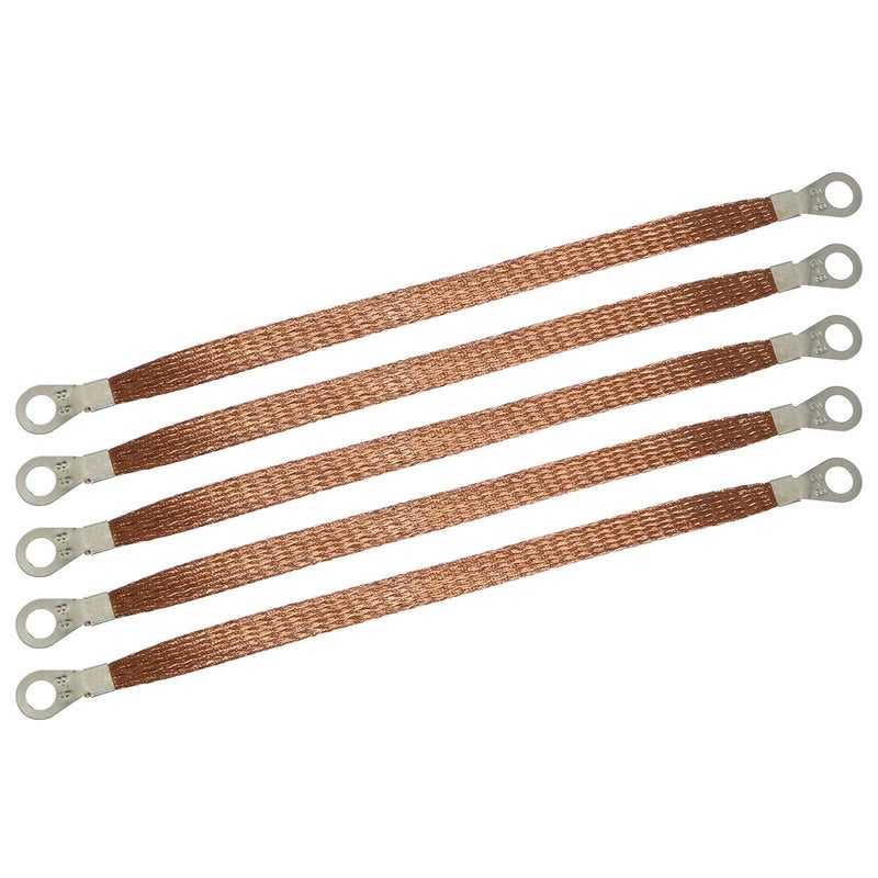 MEETOOT 5pcs 250mm Braided Ground Strap Gold Color Automotive Engine Copper Ground Strap Wire with Terminals Plugs - Image 5