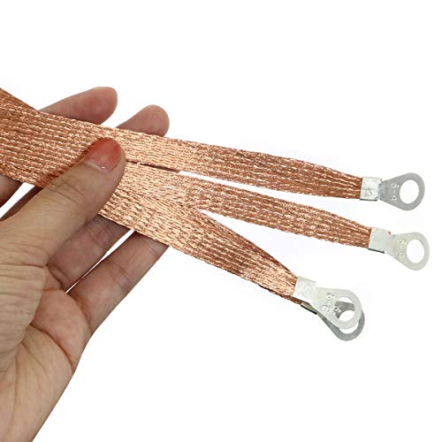 MEETOOT 5pcs 250mm Braided Ground Strap Gold Color Automotive Engine Copper Ground Strap Wire with Terminals Plugs - Image 4