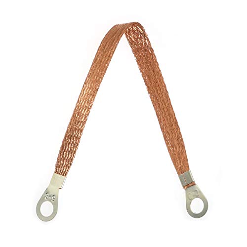 MEETOOT 5pcs 250mm Braided Ground Strap Gold Color Automotive Engine Copper Ground Strap Wire with Terminals Plugs - Image 3