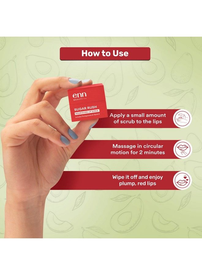 ENN Sugar Rush Nourishing Lip Scrub ; Removes Dead Skin Cells ; Beeswax ; Lightens Dark Lips ; Exfoliator ; Raw Sugar ; Natural ; For Men & Women ; 6Gm - Image 5