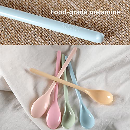 Dadamong 5Pcs Melamine Long Handle Mixing Spoon 7.2 Inch, Coffee Spoons Colorful Plastic Latte Machiatto, Tall Iced Tea, Ice Cream Sundae, Cocktail, Hot Chocolat Stirring Longdrink Spoons - Image 2
