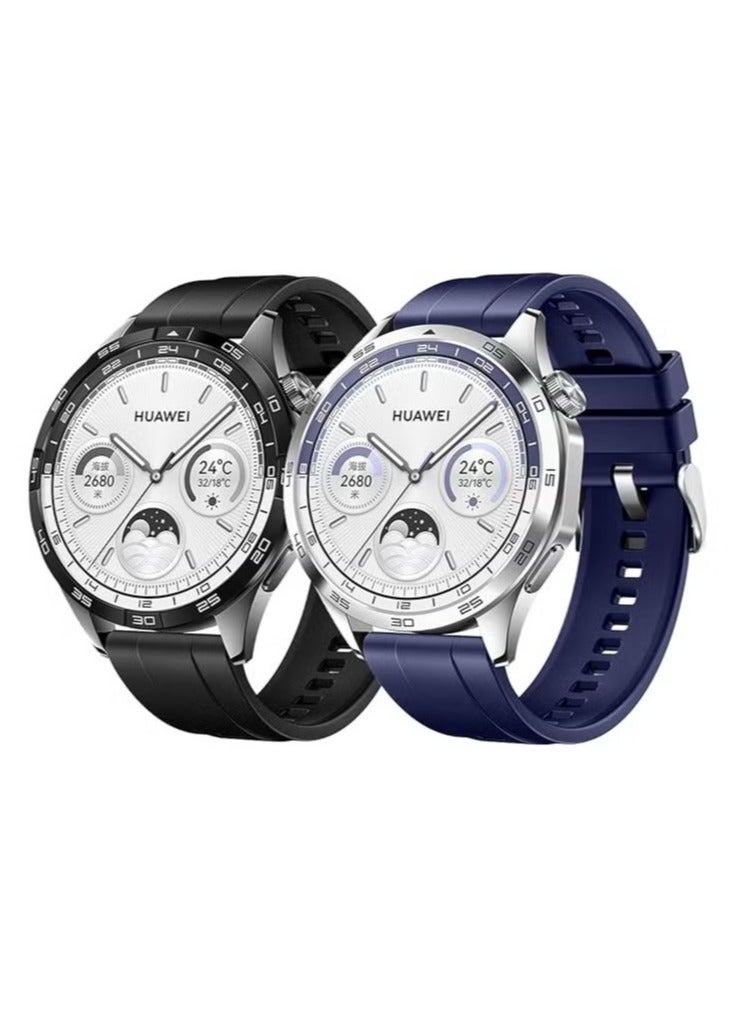 Anmi Anmi 2 PCS Replacement Strap Silicone Band for Huawei Watch GT4 46mm(Black/Navy Blue)