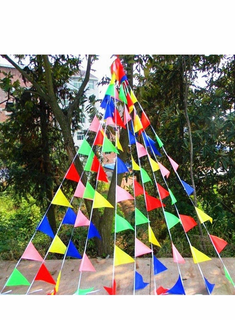 Excefore 100M Bunting Banner, Multicolor Flag Banners with 200 pcs Triangle Flags, Nylon Fabric Bunting Banners for Birthday, Wedding, Outdoor, Indoor Activity, Party Decoration - Image 5